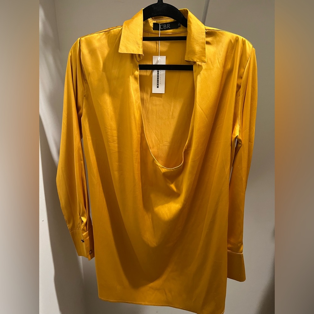 Yellow Silk Shirt Dress